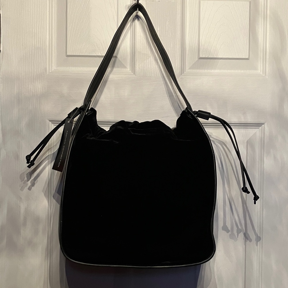 French Connection - “Dane” Black Velvet Hobo Shoulder Bag